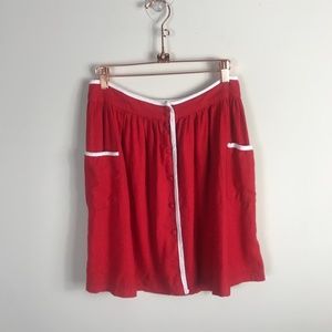 Forever 21 Red White Knee Length Buttons Skirt